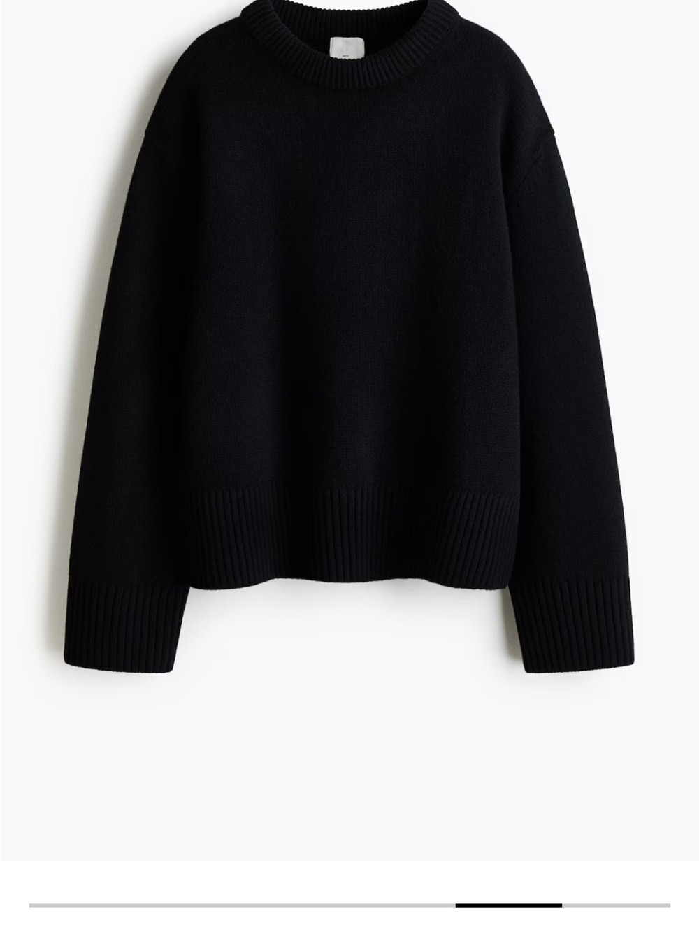 H & m 100% wool chunky black sweater large nwt